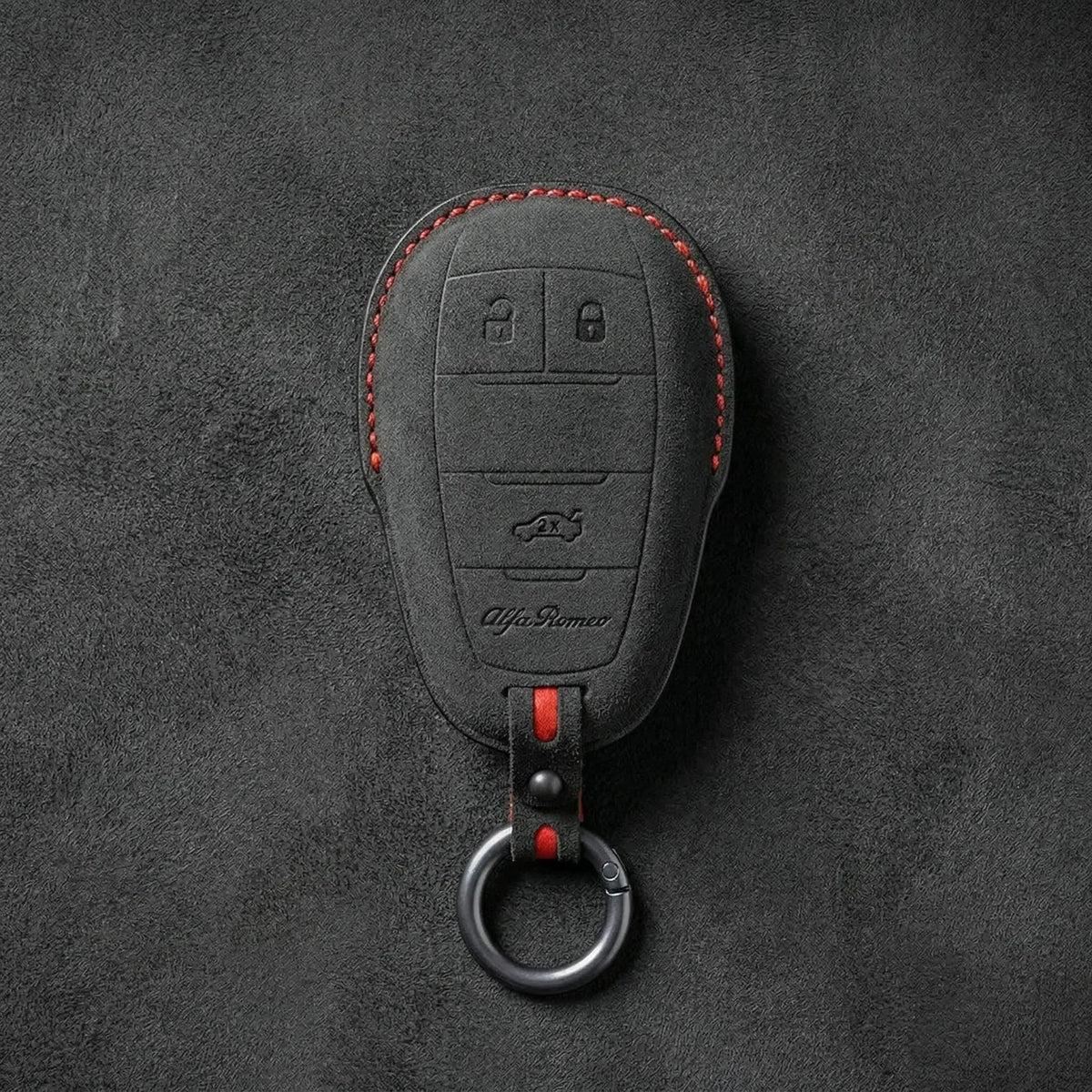 Alfa Romeo Hand-Stitched Alcantara Key Fob Cover – Shield 3-Button