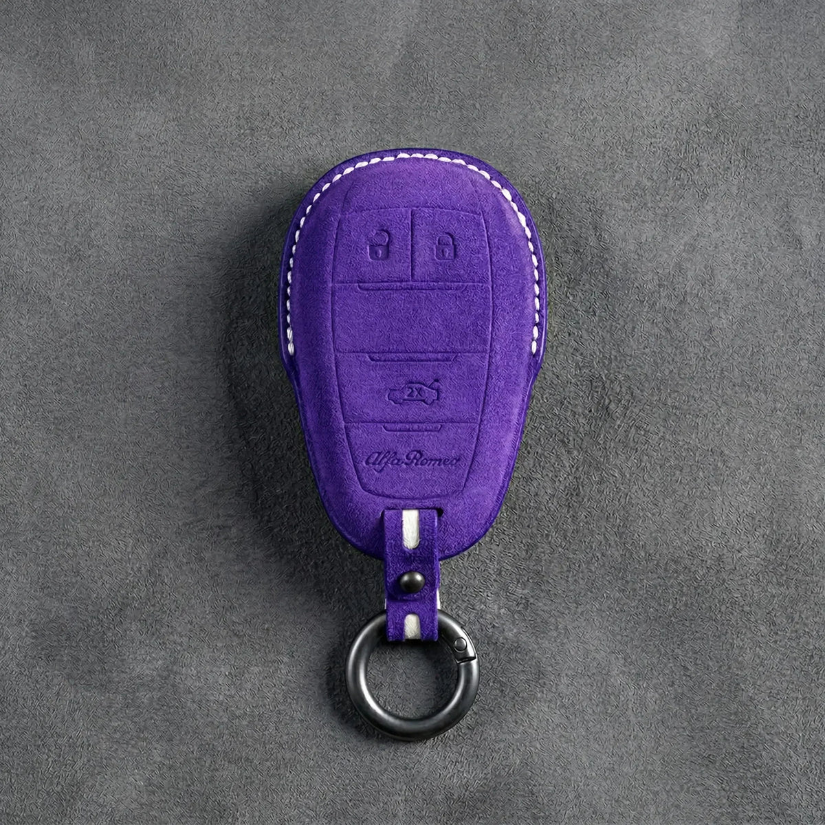 Alfa Romeo Hand-Stitched Alcantara Key Fob Cover – Shield 3-Button