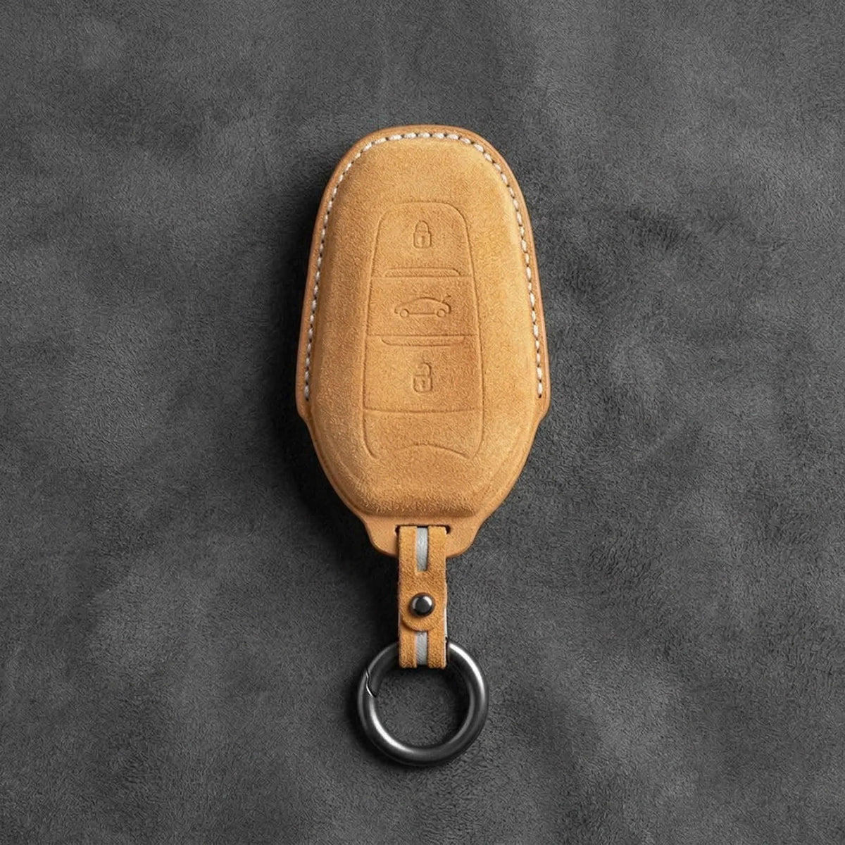 Alfa Romeo Hand-Stitched Alcantara Key Fob Cover – Shield 3-Button Smart Key