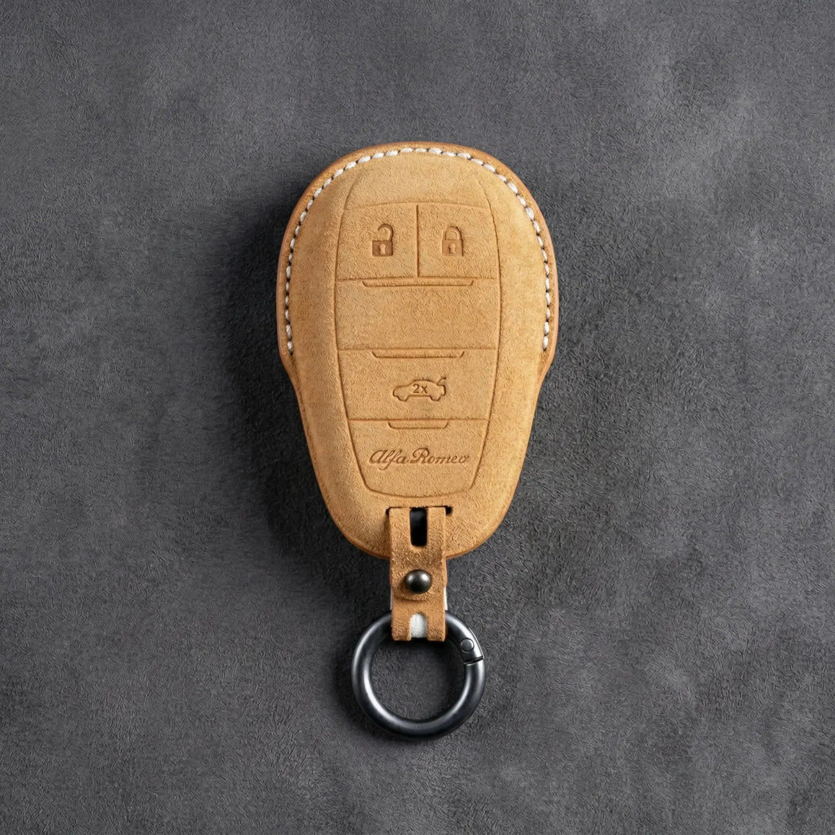 Alfa Romeo Hand-Stitched Alcantara Key Fob Cover – Shield 3-Button