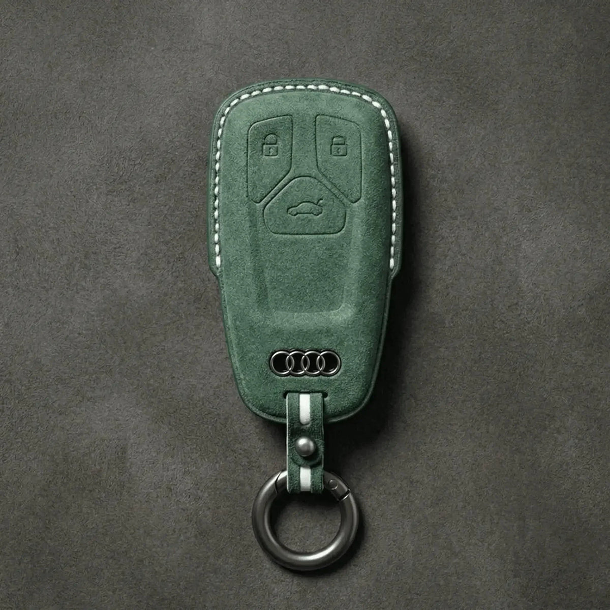 Audi Hand-Stitched Alcantara Key Fob Cover - Geometric 3-Button Smart Fob