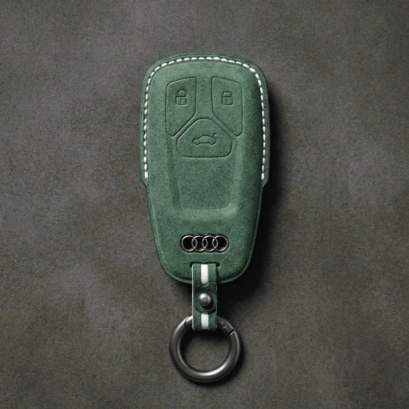 Audi Hand-Stitched Alcantara Key Fob Cover - Geometric 3-Button Smart Fob