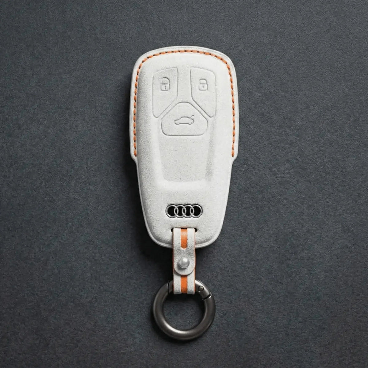 Audi Hand-Stitched Alcantara Key Fob Cover - Geometric 3-Button Smart Fob