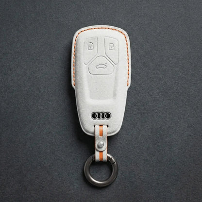 Audi Hand-Stitched Alcantara Key Fob Cover - Geometric 3-Button Smart Fob