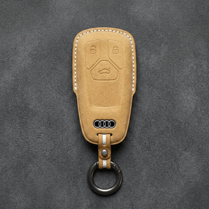 Audi Hand-Stitched Alcantara Key Fob Cover - Geometric 3-Button Smart Fob