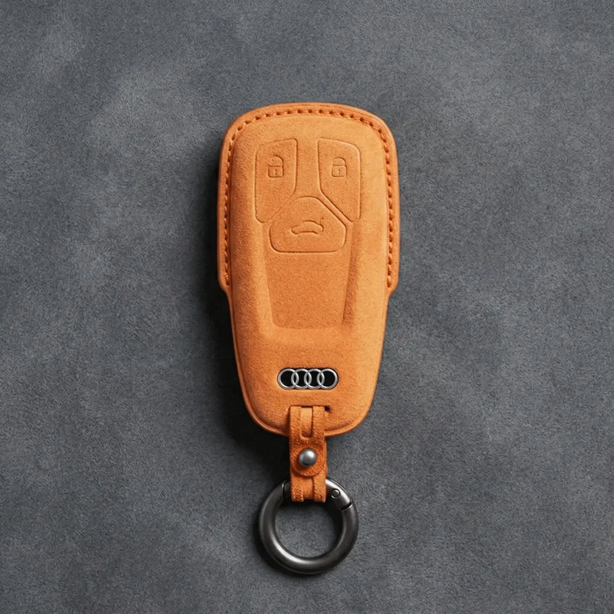 Audi Hand-Stitched Alcantara Key Fob Cover - Geometric 3-Button Smart Fob