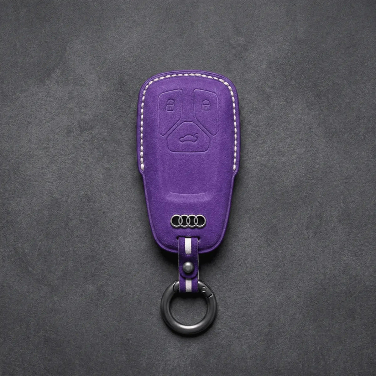 Audi Hand-Stitched Alcantara Key Fob Cover - Geometric 3-Button Smart Fob