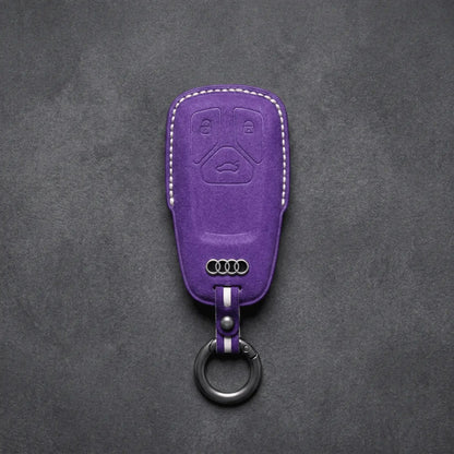 Audi Hand-Stitched Alcantara Key Fob Cover - Geometric 3-Button Smart Fob