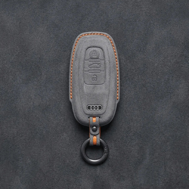 Audi Hand-Stitched Alcantara Key Fob Cover – Oval 3-Button Smart Fob