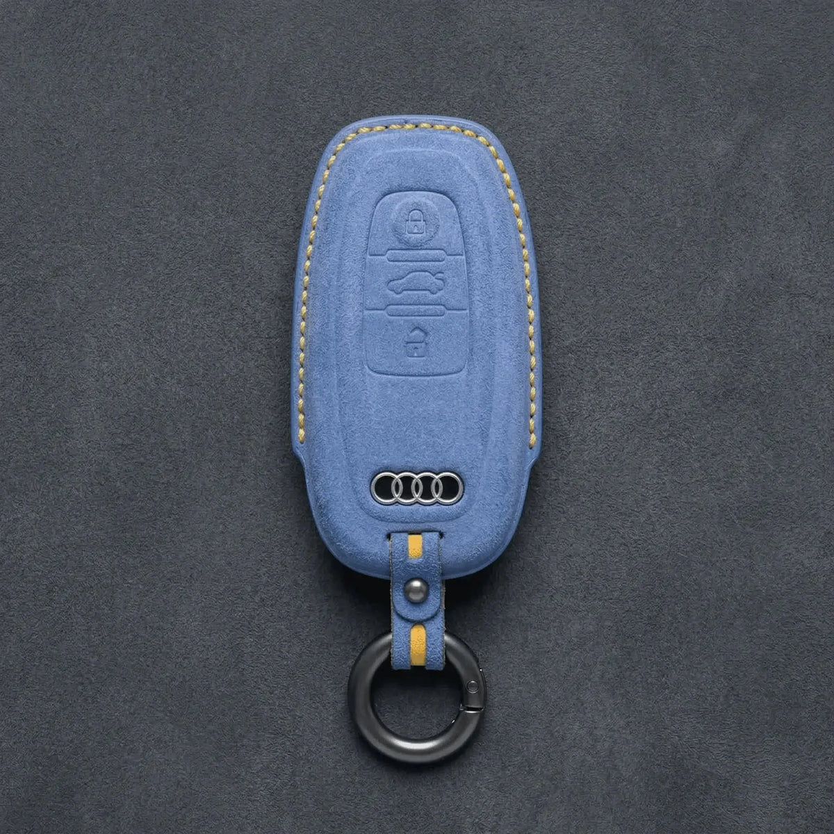 Audi Hand-Stitched Alcantara Key Fob Cover – Oval 3-Button Smart Fob