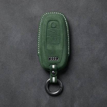 Audi Hand-Stitched Alcantara Key Fob Cover – Oval 3-Button Smart Fob