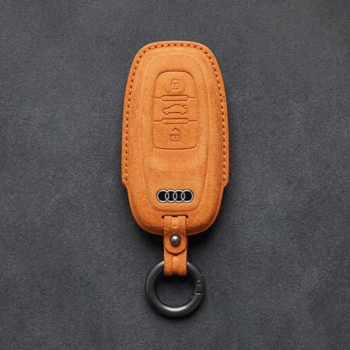 Audi Hand-Stitched Alcantara Key Fob Cover – Oval 3-Button Smart Fob