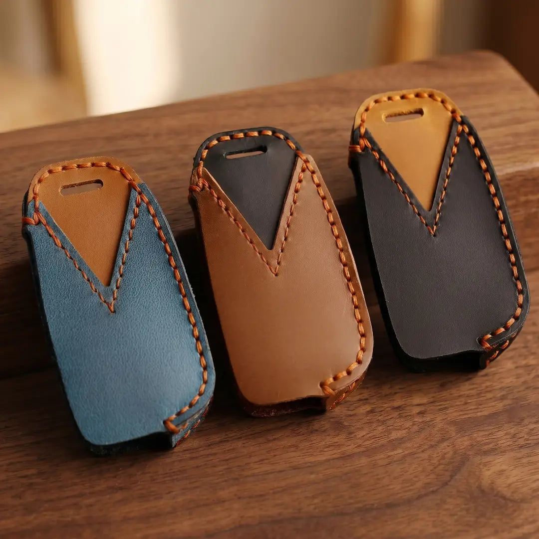 Audi Hand-Crafted Leather Key Fob Cover – Oval 3-Button Smart Fob