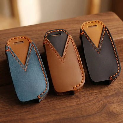 Audi Hand-Crafted Leather Key Fob Cover – Oval 3-Button Smart Fob