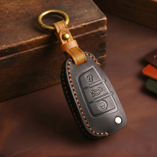Audi Hand-Crafted Leather Key Fob Cover – Folding 3-Button Key