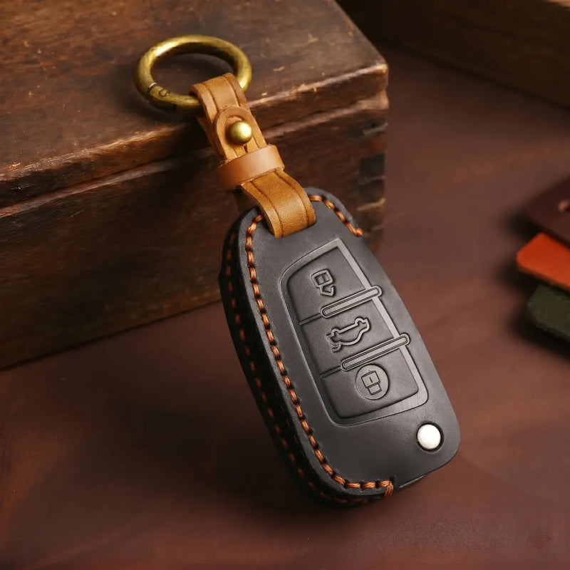 Audi Hand-Crafted Leather Key Fob Cover – Folding 3-Button Key