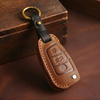 Audi Hand-Crafted Leather Key Fob Cover – Folding 3-Button Key