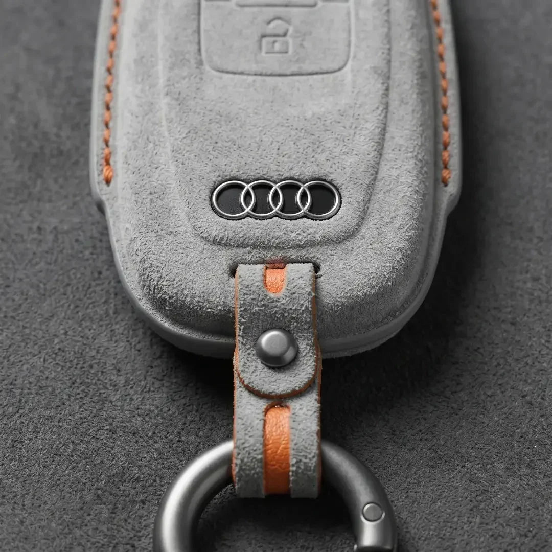 Audi Hand-Stitched Alcantara Key Fob Cover – Oval 3-Button Smart Fob