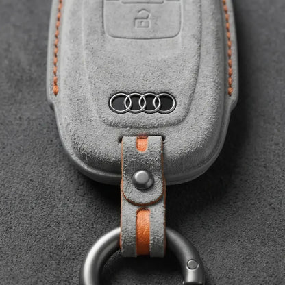 Audi Hand-Stitched Alcantara Key Fob Cover – Oval 3-Button Smart Fob