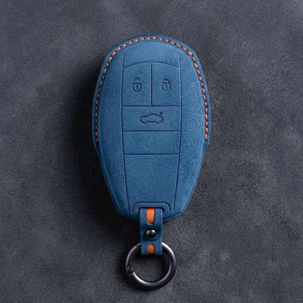 Bentley Hand-Stitched Alcantara Key Fob Cover – Winged Shield 3-Button