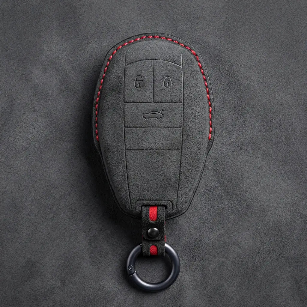Bentley Hand-Stitched Alcantara Key Fob Cover – Winged Shield 3-Button
