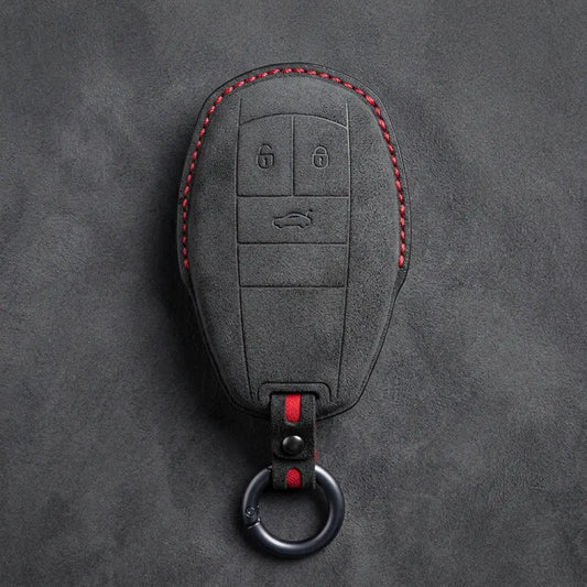 Bentley Hand-Stitched Alcantara Key Fob Cover – Winged Shield 3-Button