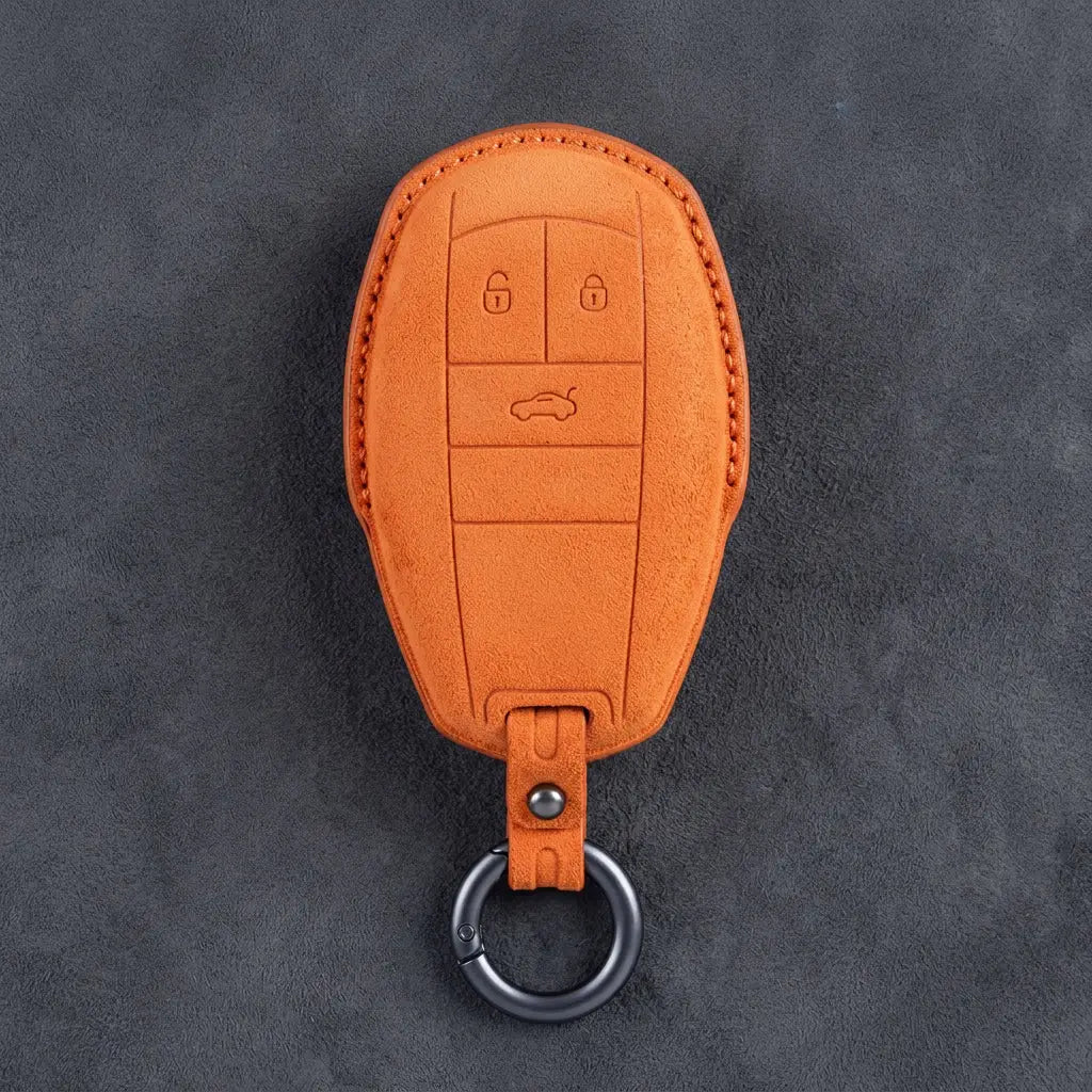 Bentley Hand-Stitched Alcantara Key Fob Cover – Winged Shield 3-Button