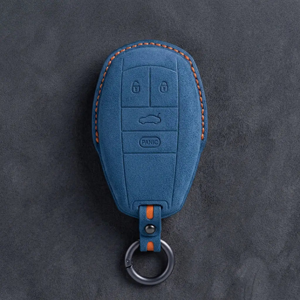 Bentley Hand-Stitched Alcantara Key Fob Cover – Winged Shield 4-Button