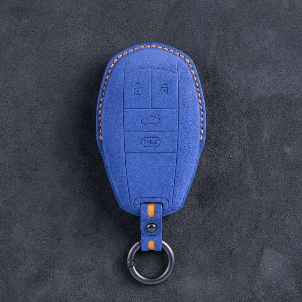 Bentley Hand-Stitched Alcantara Key Fob Cover – Winged Shield 4-Button