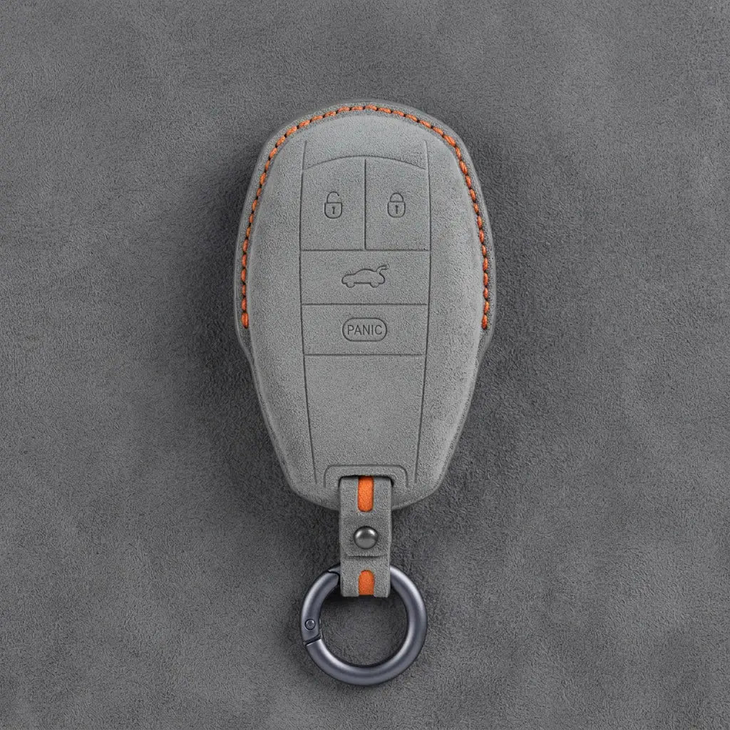 Bentley Hand-Stitched Alcantara Key Fob Cover – Winged Shield 4-Button