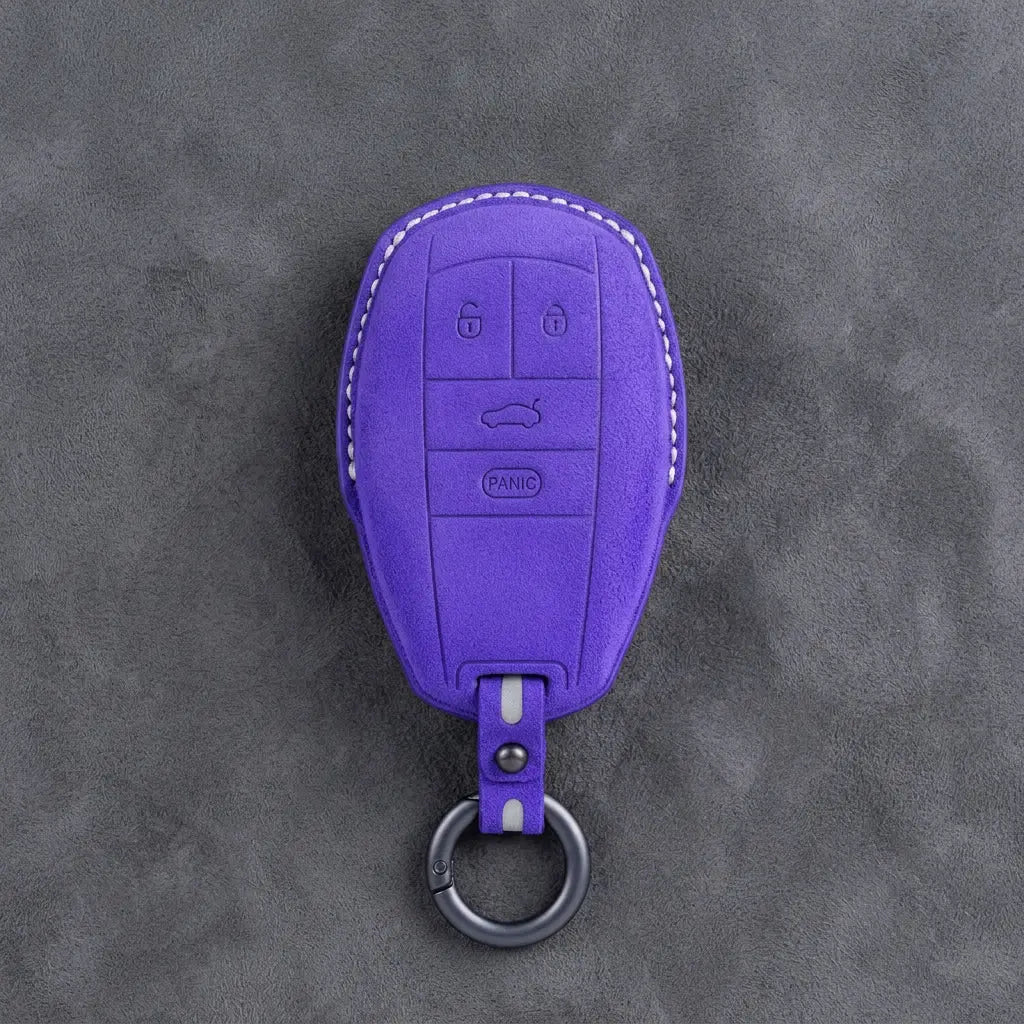 Bentley Hand-Stitched Alcantara Key Fob Cover – Winged Shield 4-Button