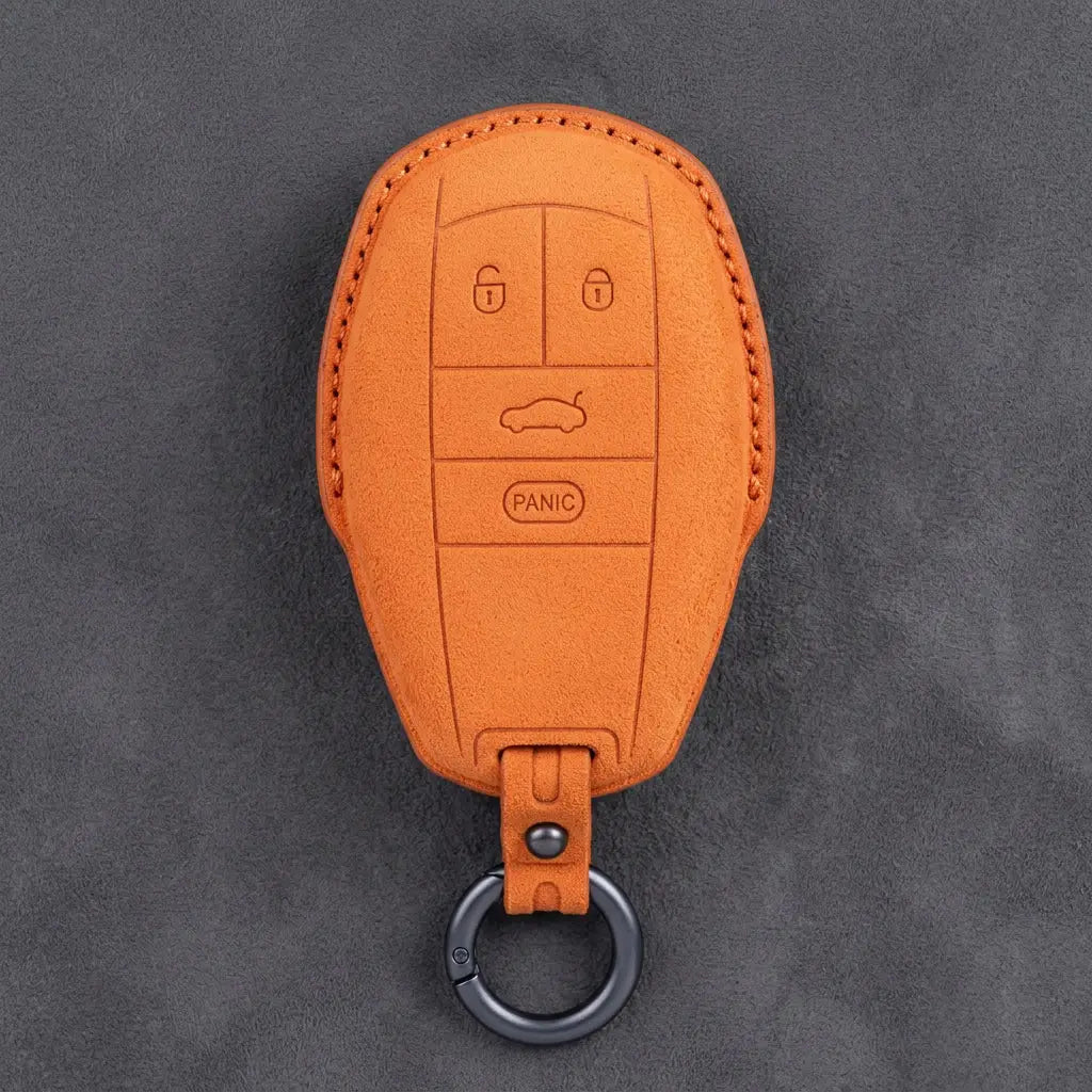 Bentley Hand-Stitched Alcantara Key Fob Cover – Winged Shield 4-Button