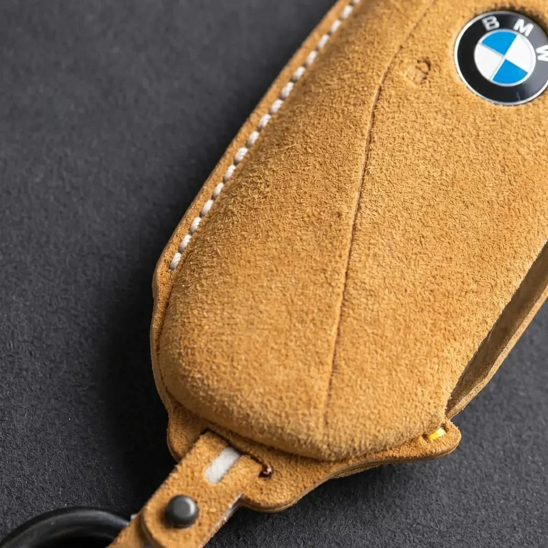 BMW Hand-Stitched Alcantara Key Fob Cover - Side-Button Wedge