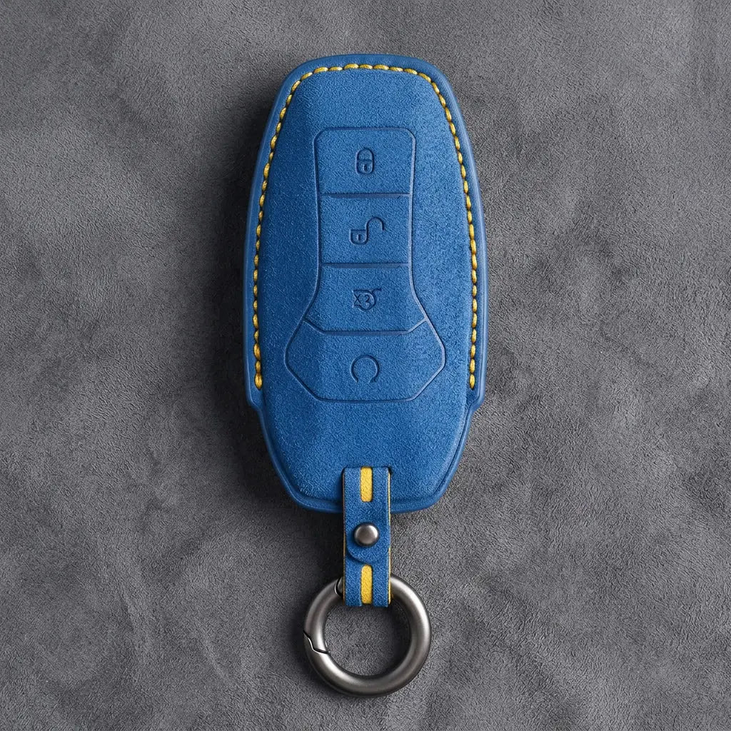 BYD Hand-Stitched Alcantara Key Fob Cover – Curved 4-Button