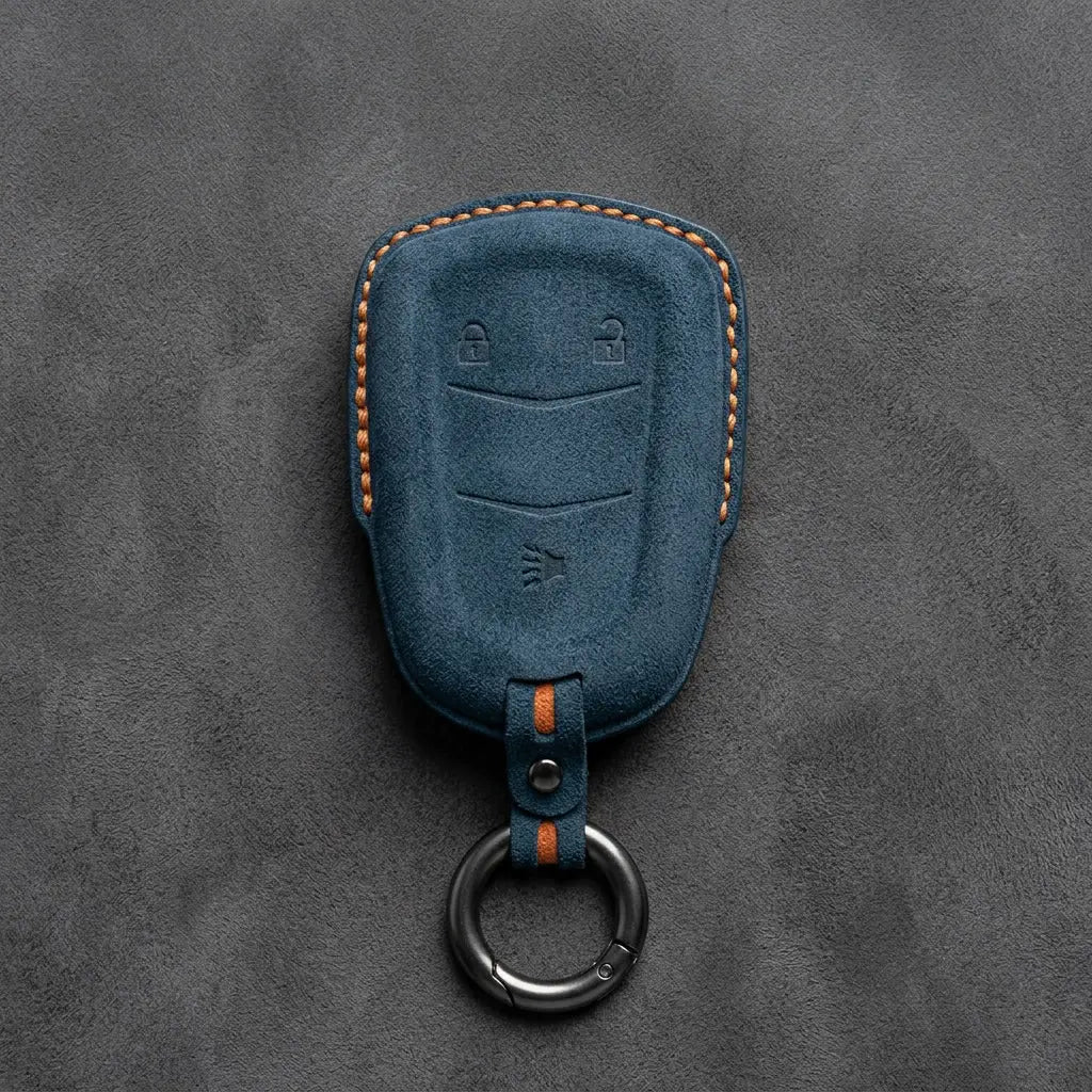 Cadillac Hand-Stitched Alcantara Key Fob Cover – Crest Shield 3-Button