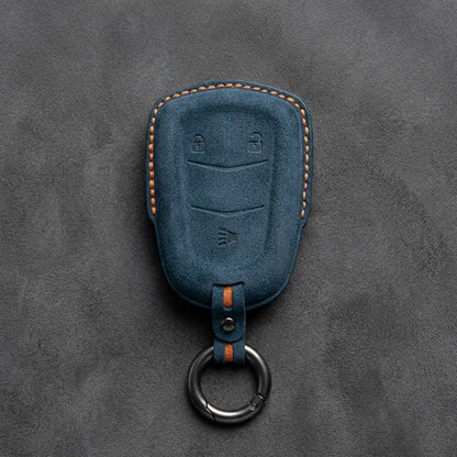 Cadillac Hand-Stitched Alcantara Key Fob Cover – Crest Shield 3-Button