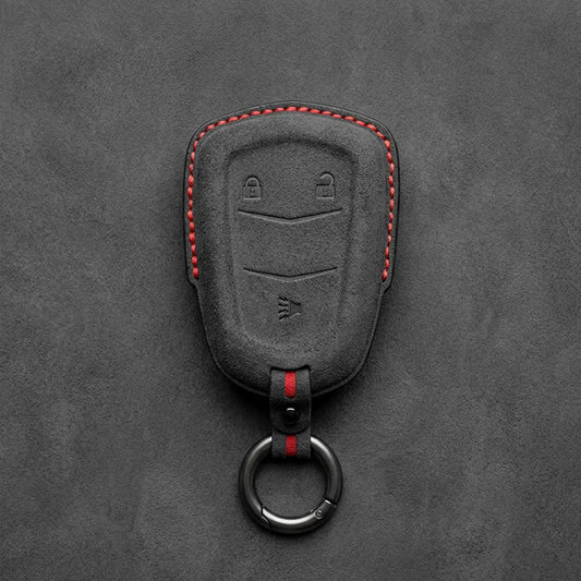 Cadillac Hand-Stitched Alcantara Key Fob Cover – Crest Shield 3-Button