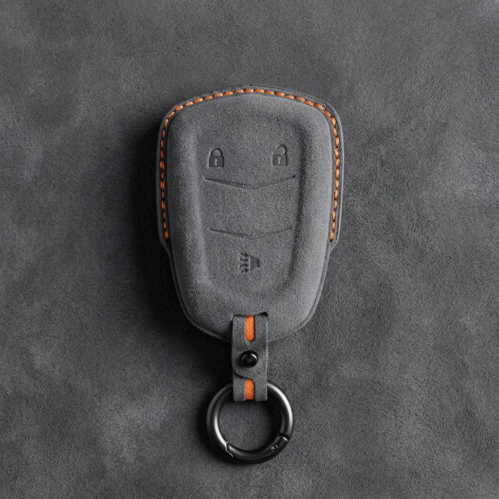 Cadillac Hand-Stitched Alcantara Key Fob Cover – Crest Shield 3-Button
