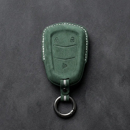 Cadillac Hand-Stitched Alcantara Key Fob Cover – Crest Shield 3-Button