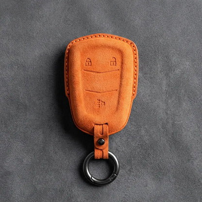Cadillac Hand-Stitched Alcantara Key Fob Cover – Crest Shield 3-Button