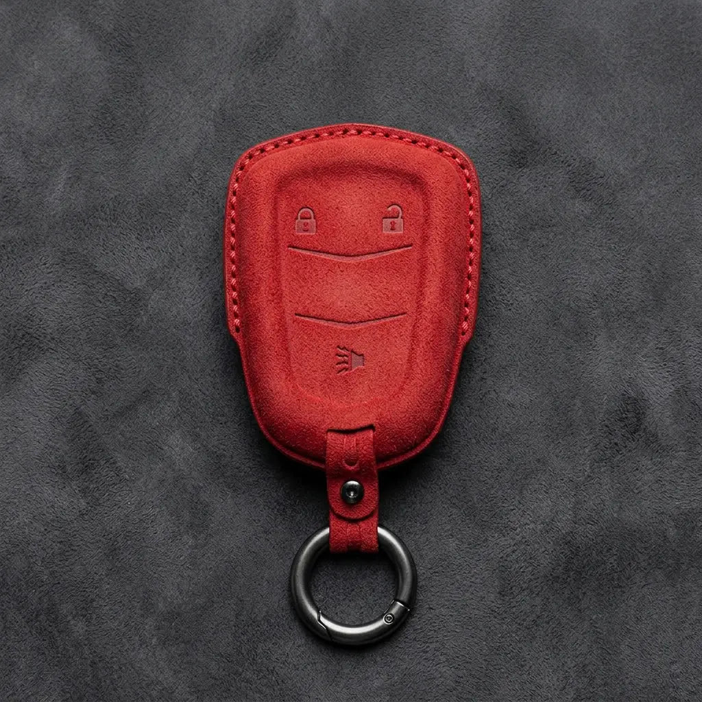 Cadillac Hand-Stitched Alcantara Key Fob Cover – Crest Shield 3-Button
