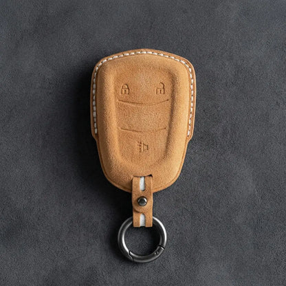 Cadillac Hand-Stitched Alcantara Key Fob Cover – Crest Shield 3-Button