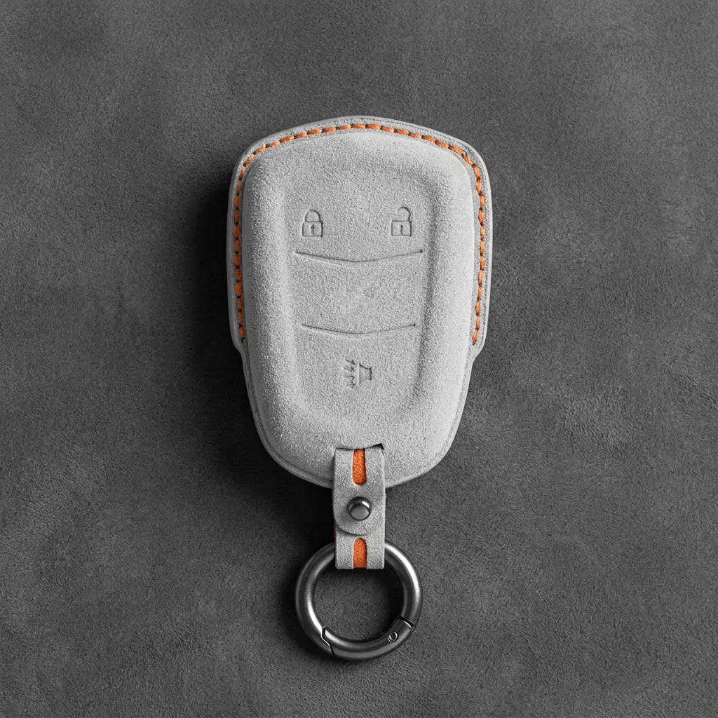 Cadillac Hand-Stitched Alcantara Key Fob Cover – Crest Shield 3-Button