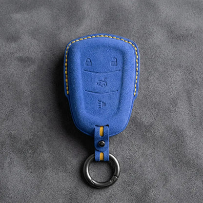Cadillac Hand-Stitched Alcantara Key Fob Cover – Crest Shield 4-Button