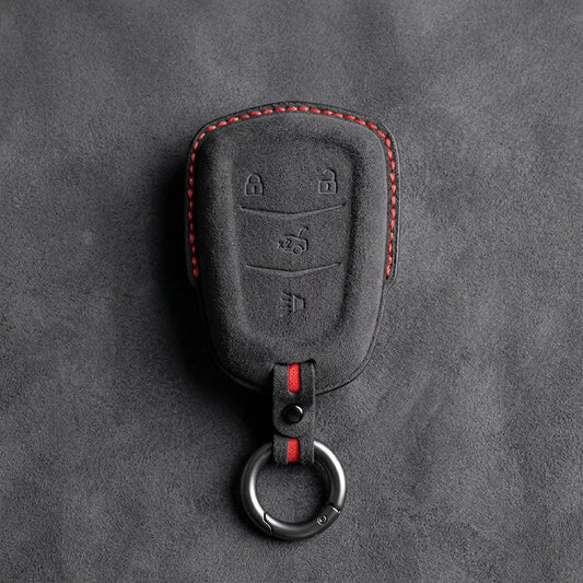 Cadillac Hand-Stitched Alcantara Key Fob Cover – Crest Shield 4-Button