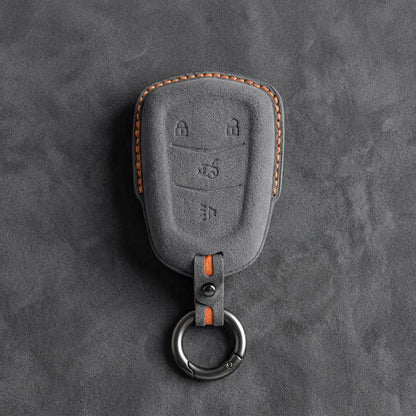 Cadillac Hand-Stitched Alcantara Key Fob Cover – Crest Shield 4-Button