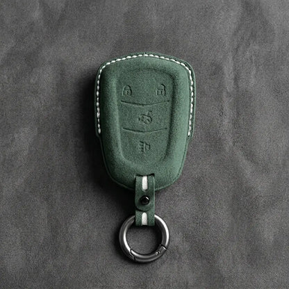 Cadillac Hand-Stitched Alcantara Key Fob Cover – Crest Shield 4-Button