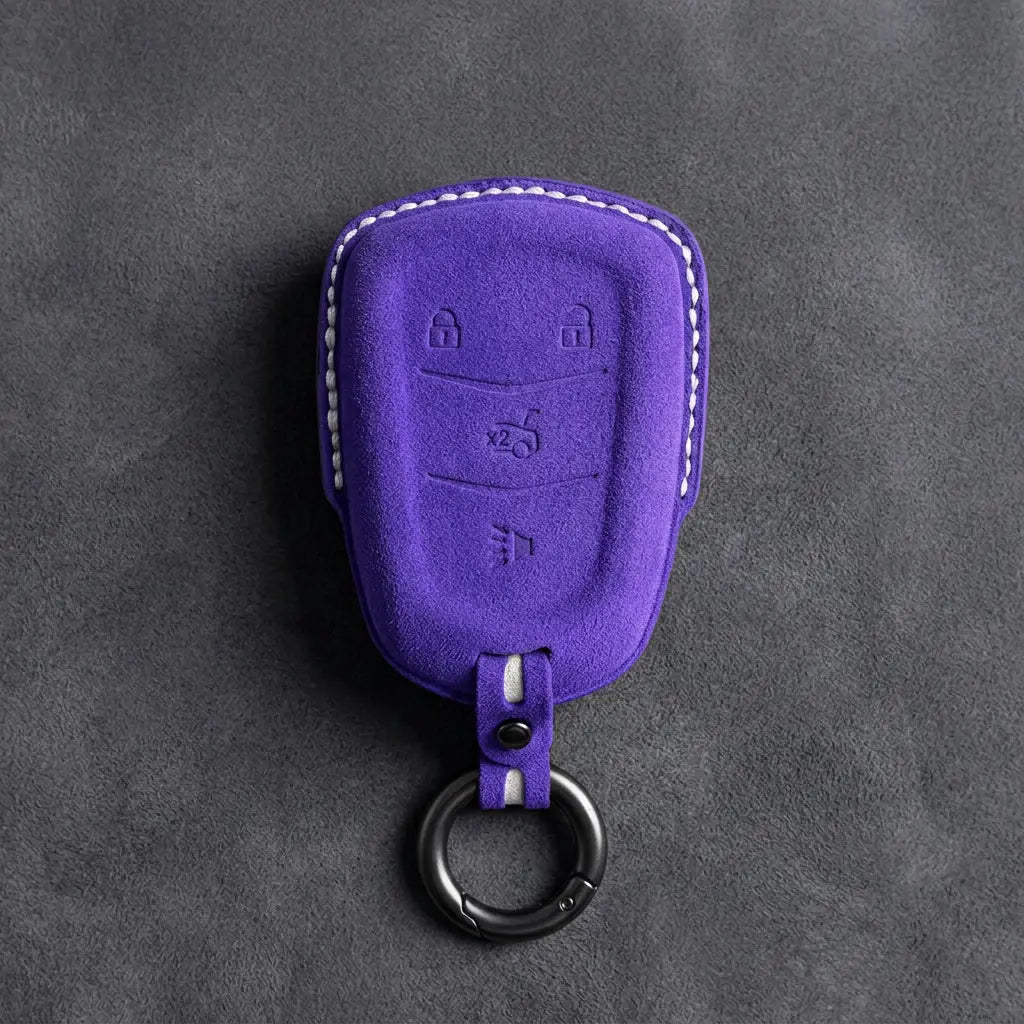 Cadillac Hand-Stitched Alcantara Key Fob Cover – Crest Shield 4-Button