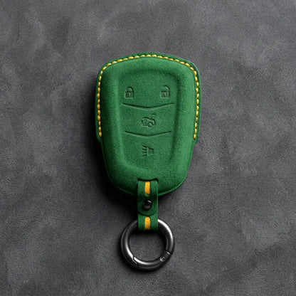 Cadillac Hand-Stitched Alcantara Key Fob Cover – Crest Shield 4-Button