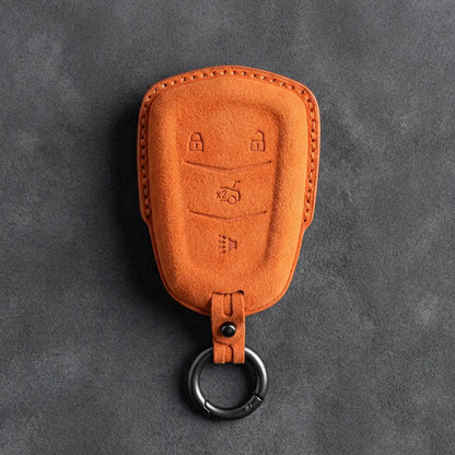 Cadillac Hand-Stitched Alcantara Key Fob Cover – Crest Shield 4-Button